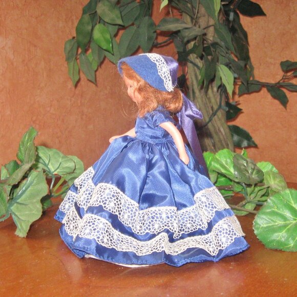 Vintage Doll Nancy Ann Story Book Doll w Royal Blue Dress and Matching Bonnet - Picture 6 of 12